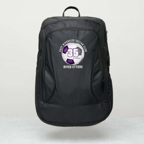 purple gray soccer club team colors kids port authority backpack