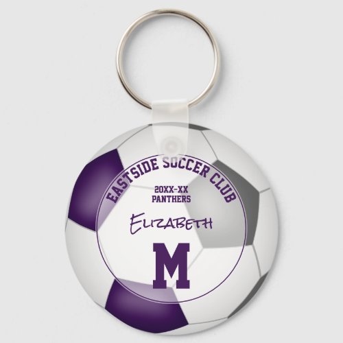 purple gray team colors soccer personalized keyring