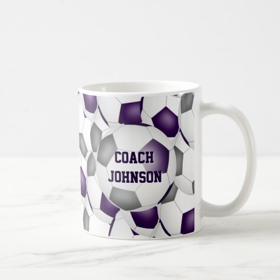 purple gray soccer school team colors coach gift coffee mug