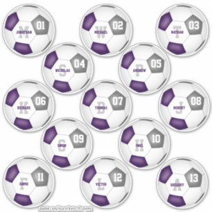 purple gray soccer team colors 13 players sticker