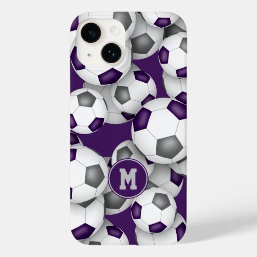 Purple gray soccer team colors sports pattern Case_Mate iPhone 14 case