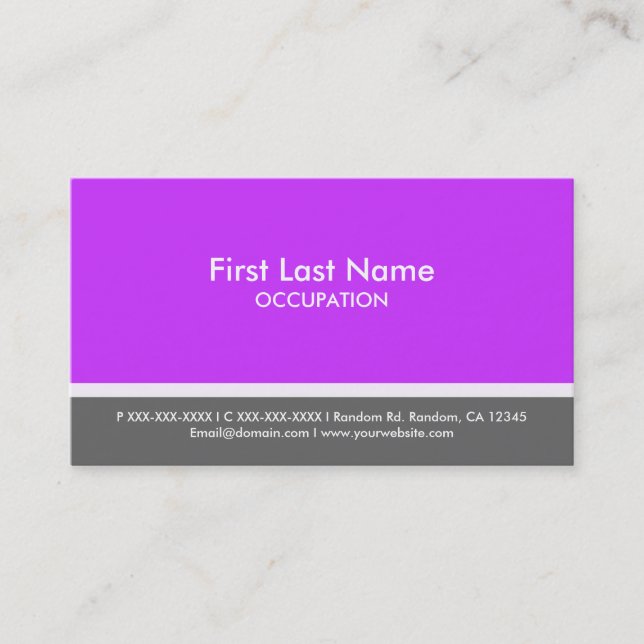 Purple gray stripe custom business cards (Front)