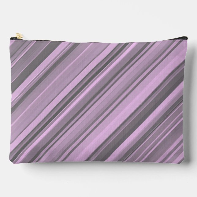 Purple Gray Stripes Accessory Pouch Large (Front)