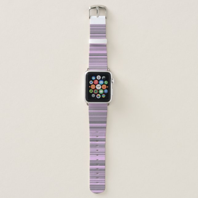 Purple Gray Stripes Apple Watch Band (Front)