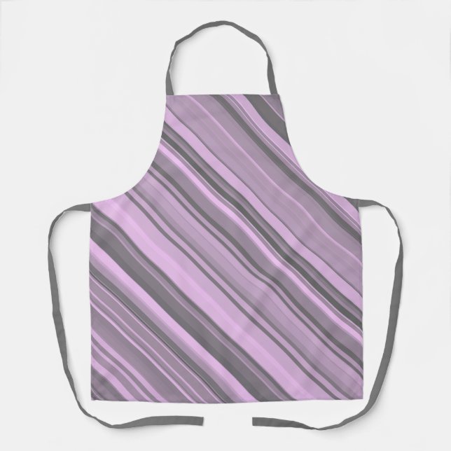 Purple Gray Stripes Apron (Front)