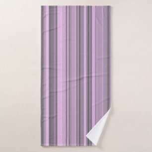 Purple Gray Stripes Bath Towel