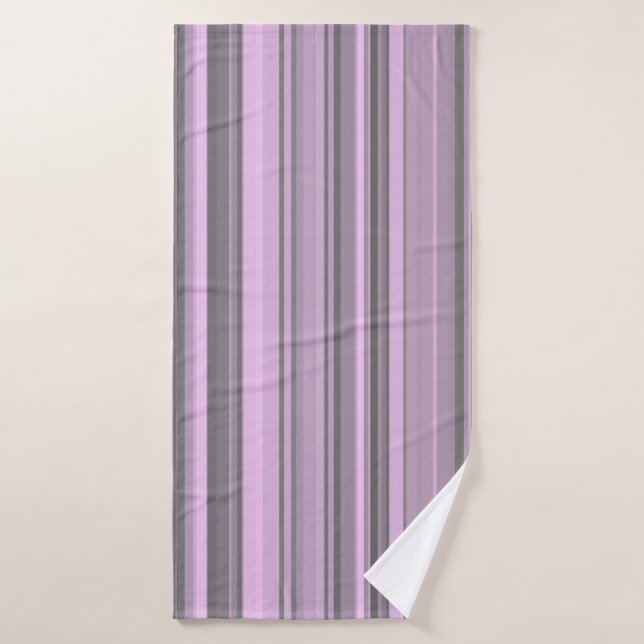 Purple Gray Stripes Bath Towel (Bath Towel)
