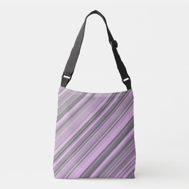 Purple Gray Stripes Crossbody Bag (Front)