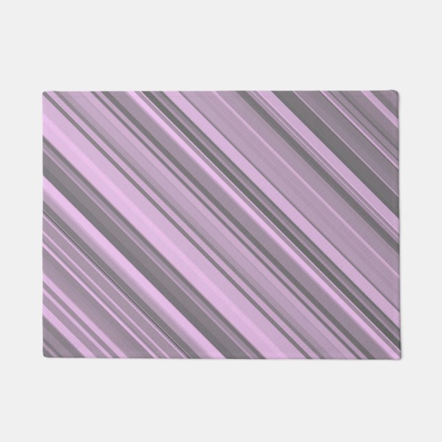 Purple Gray Stripes Doormat (Front)