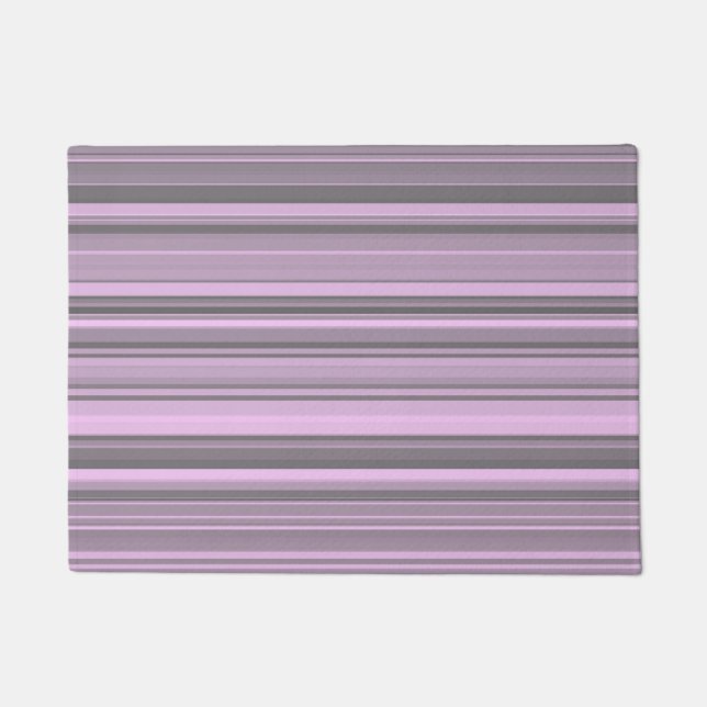 Purple Gray Stripes Doormat (Front)