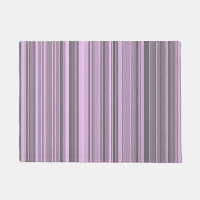 Purple Gray Stripes Doormat (Front)