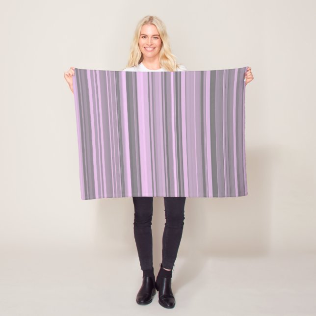 Purple Gray Stripes Fleece Blanket (In Situ)