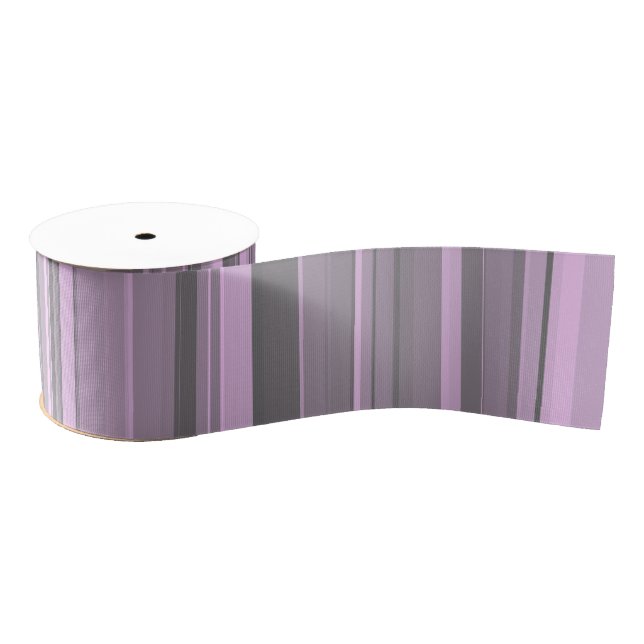 Purple Gray Stripes Grosgrain Ribbon (Spool)