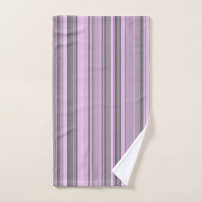 Purple Gray Stripes Hand Towel (Hand Towel)
