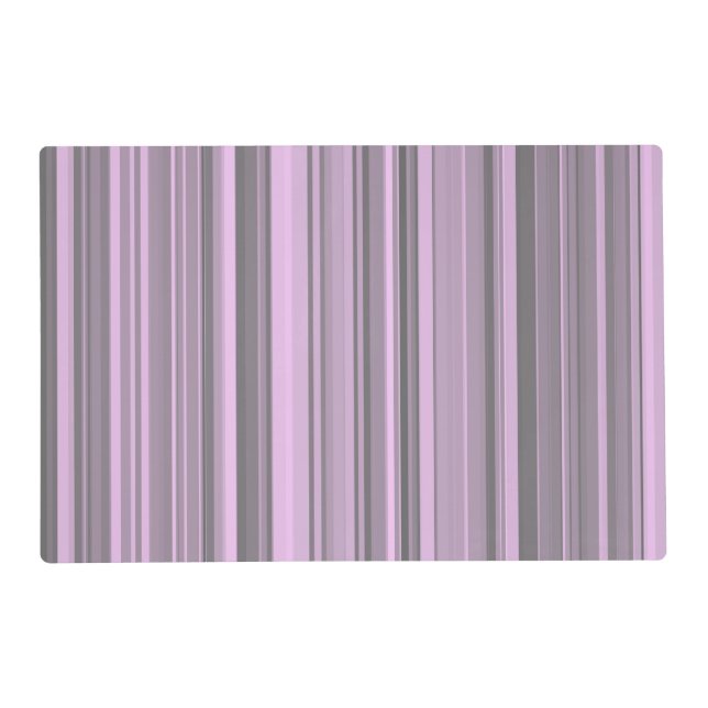 Purple Gray Stripes Laminated Placemat (Front)