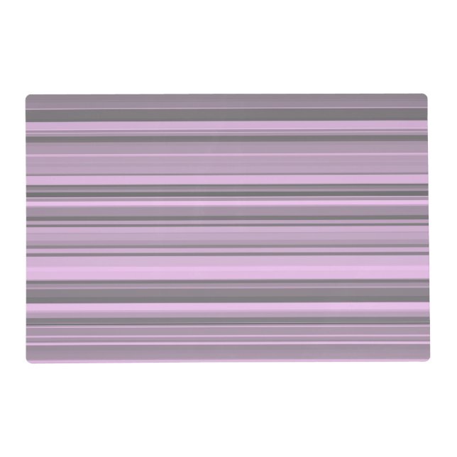 Purple Gray Stripes Laminated Placemat (Front)