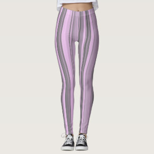 Purple Gray Stripes Leggings
