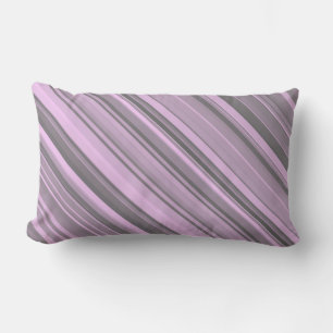Purple Gray Stripes Lumbar Pillow
