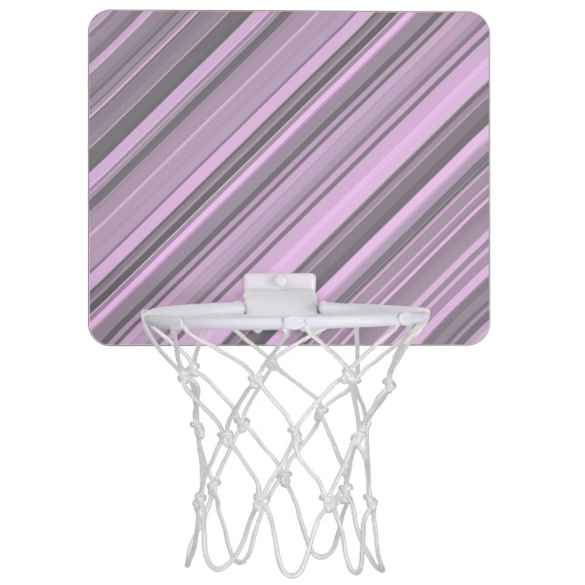 Purple Gray Stripes Mini Basketball Hoop (Front)
