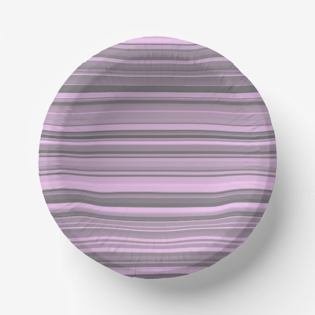 Purple Gray Stripes Paper Bowls (Front)