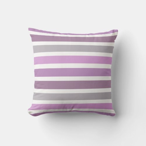 Purple Gray Stripes Pattern Throw Pillow