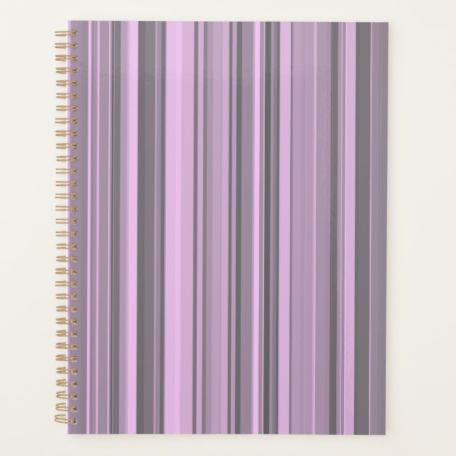 Purple Gray Stripes Planner (Front)