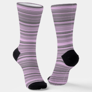 Purple Gray Stripes Seamless Pattern Socks