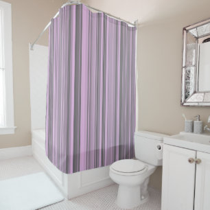 Purple Gray Stripes Shower Curtain