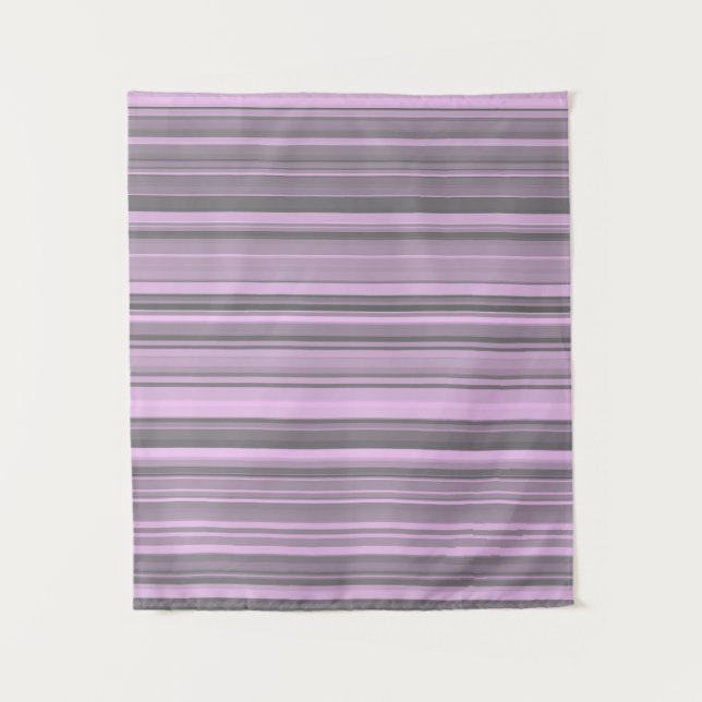 Purple Gray Stripes Tapestry (Front)