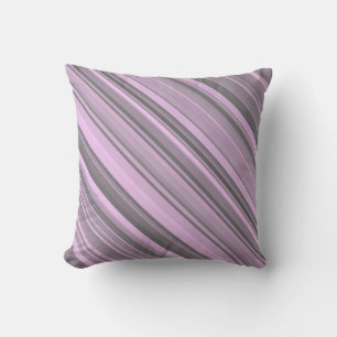 Purple Gray Stripes Throw Pillow