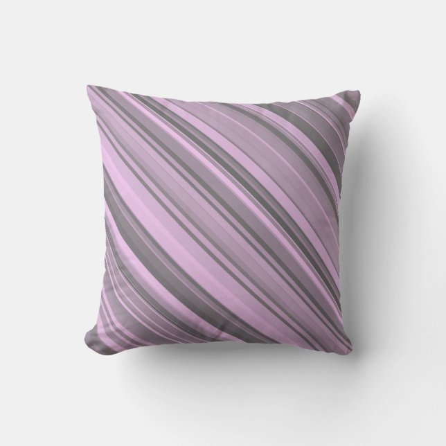Purple Gray Stripes Throw Pillow (Front)