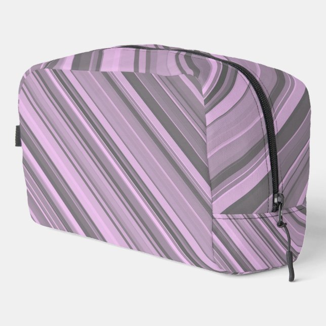 Purple Gray Stripes Toiletry Bag (Right Corner)