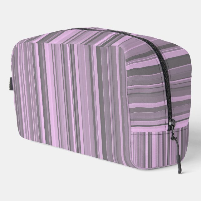 Purple Gray Stripes Toiletry Bag (Right Corner)