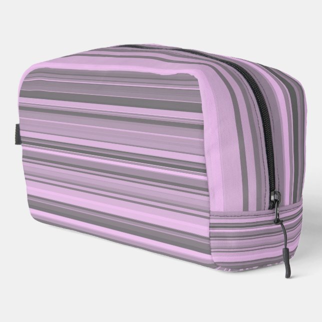 Purple Gray Stripes Toiletry Bag (Right Corner)