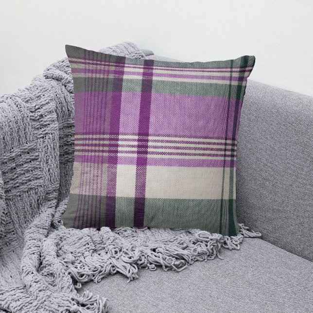 Purple Gray Tartan Plaid Pillow (Creator Uploaded)