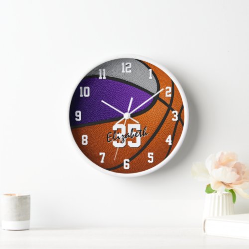 purple gray team colors basketball player name clock