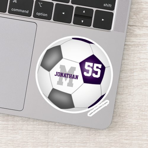 purple gray team colors boys girls soccer sticker