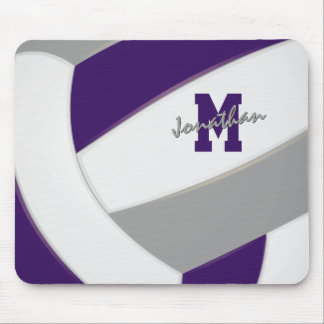 purple gray team colors boys girls volleyball mouse pad