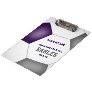 purple gray team colors custom soccer coach clipboard