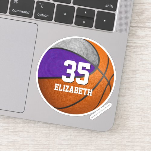 purple gray team colors girls basketball sticker