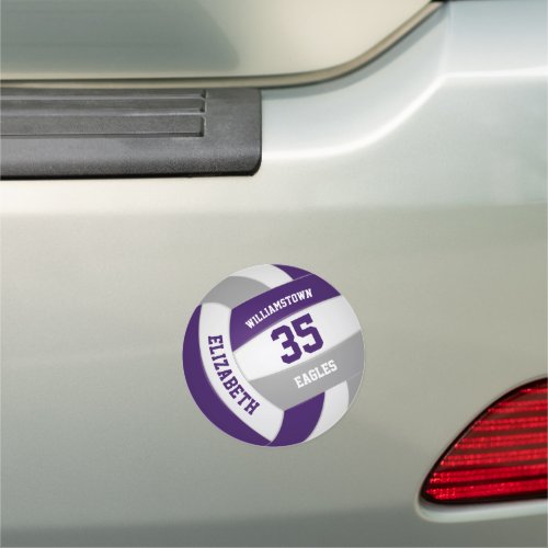 purple gray team colors girls boys volleyball car magnet