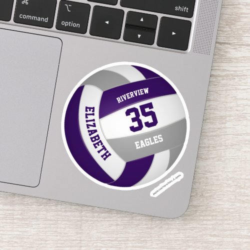 purple gray team colors girls boys volleyball sticker