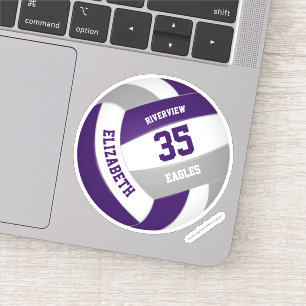 purple gray team colors girls boys volleyball sticker