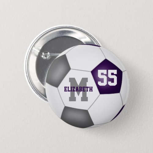 purple gray team colors girls soccer personalized button