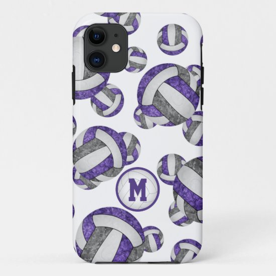 purple gray team colors girls volleyball iPhone 11 case