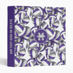 purple gray team colors girls volleyball pattern 3 ring binder