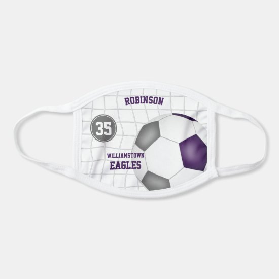 purple gray team colors player name number soccer face mask