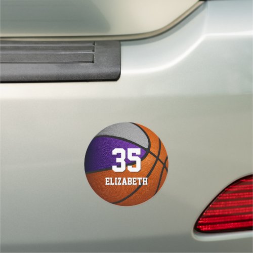 purple gray team colors realistic basketball car magnet