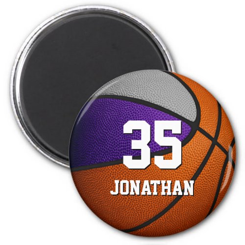 purple gray team colors realistic basketball magnet
