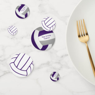 Purple gray team colors volleyball birthday confetti